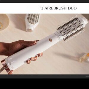 T3 AireBrush Duo, Dual-attachment Blow Dry Brush, white and Rose Gold